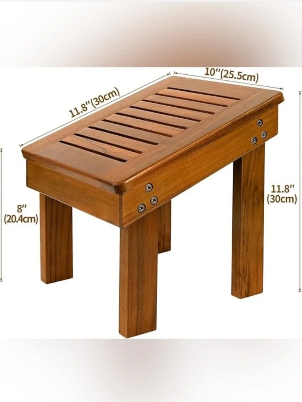 TEAKWOOD 12” Tall Compact Teak Shaving Foot Rest